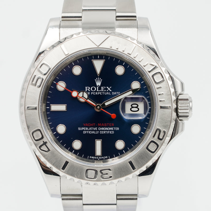 SOLD Rolex Yachtmaster 116622 Blue 40mm Steel w Platinum Bezel