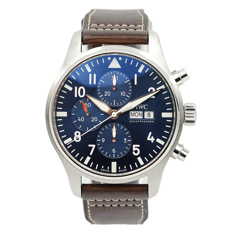 SOLD IWC Pilot Chronograph IW377714 B P Le Petit Prince Blue