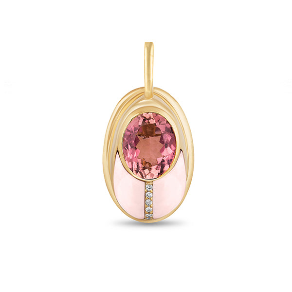 14Kt popular Yellow Gold Pink Stone Pendant