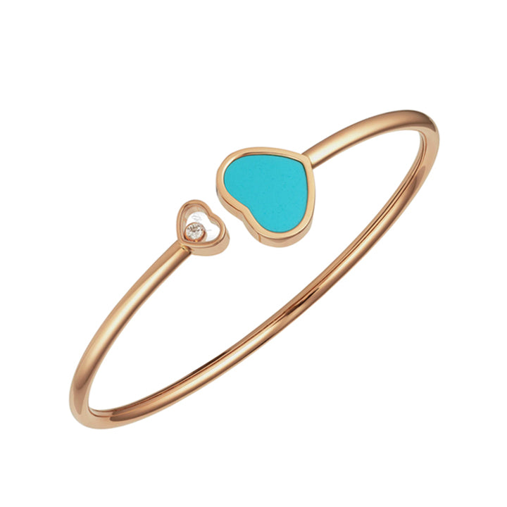 Chopard Happy Hearts Rose Gold Turquoise Bangle Bracelet 857482