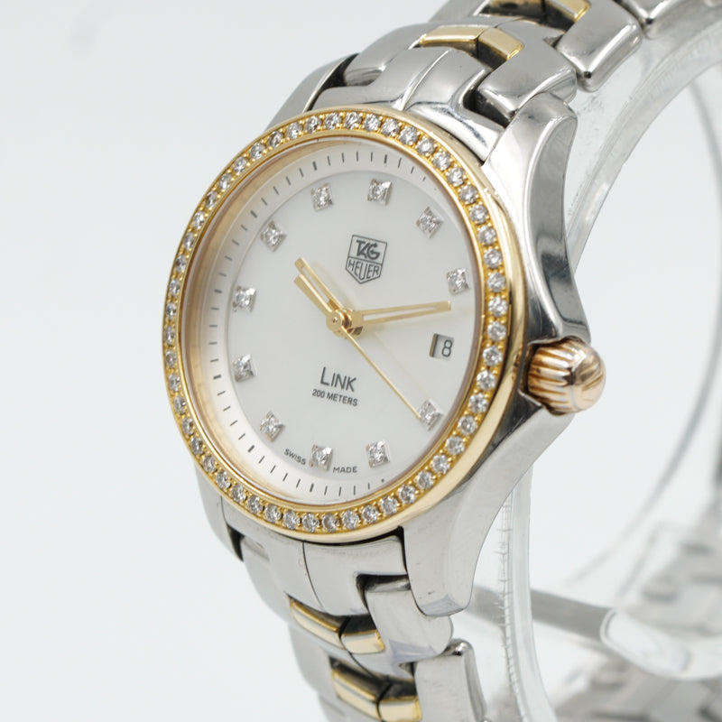 SOLD - Tag Heuer Link WJF1354 Two-Tone 26mm Diamond Bezel Mother 