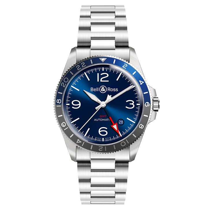 Bell Ross BR V2 93 GMT Blue BRV293 BLU ST SST Moyer Fine