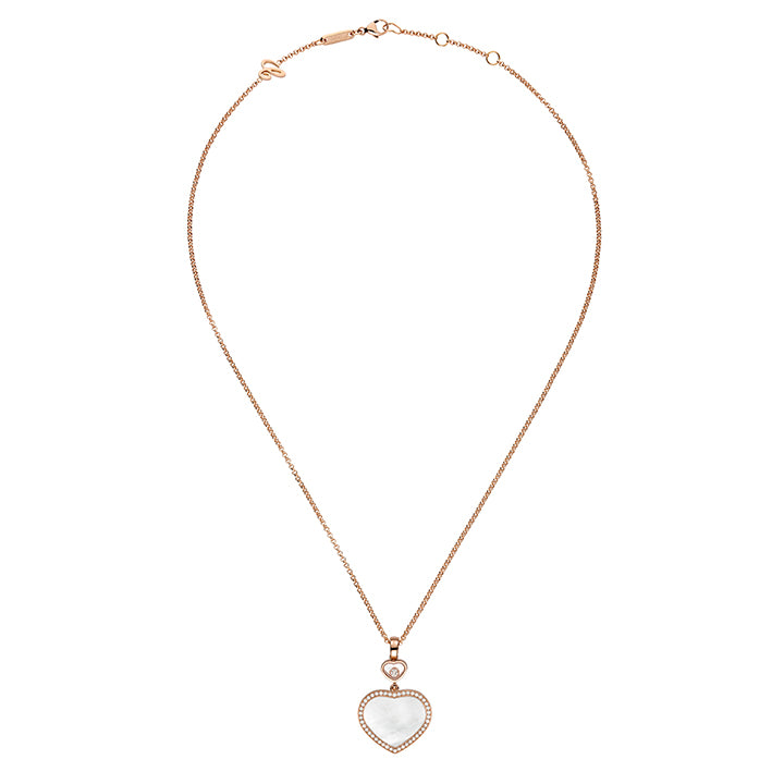 Chopard 18K Rose Gold Diamond Mother of Pearl Heart Necklace - 79A074-5301