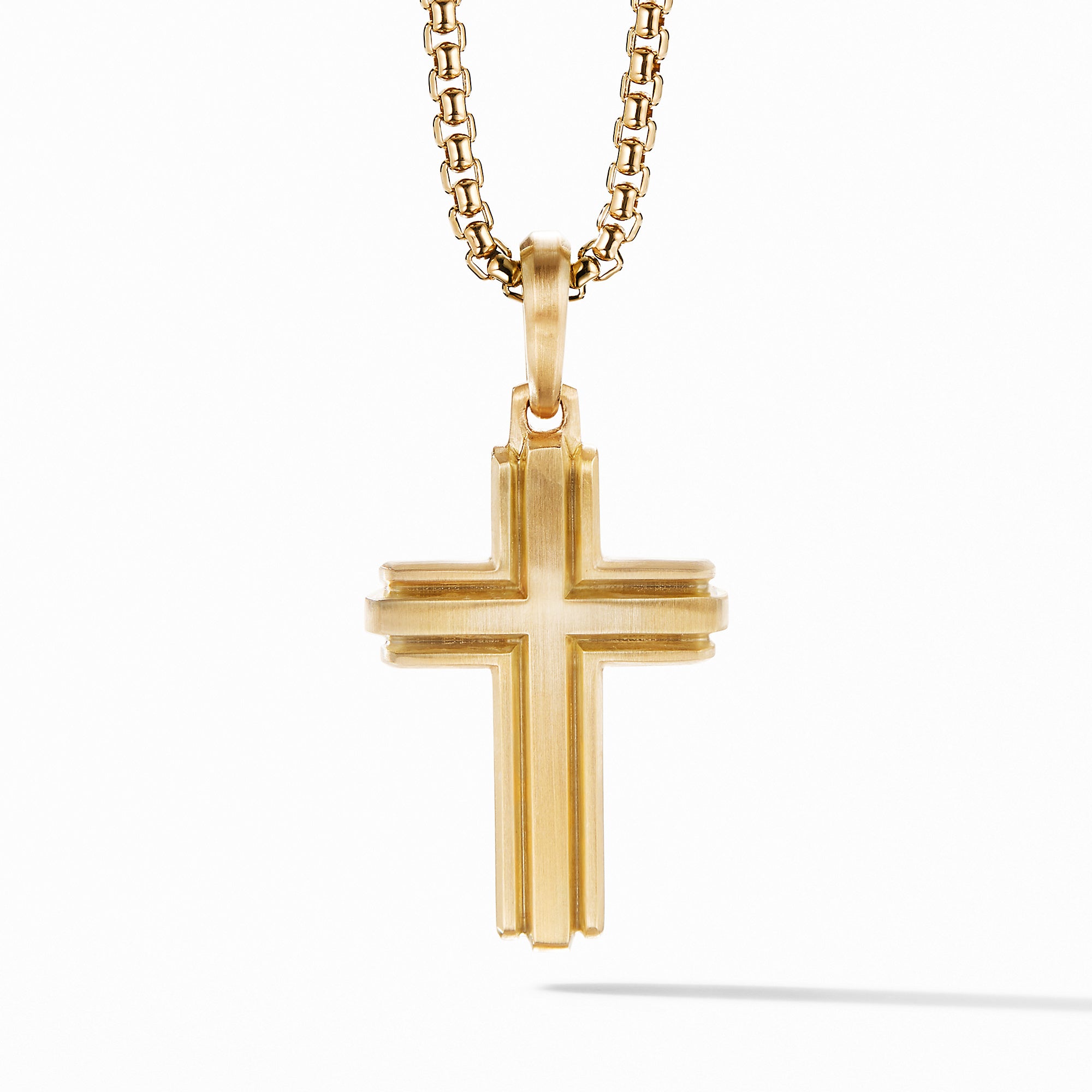 Matthias 14K Yellow Gold Cross Pendant (24 in)