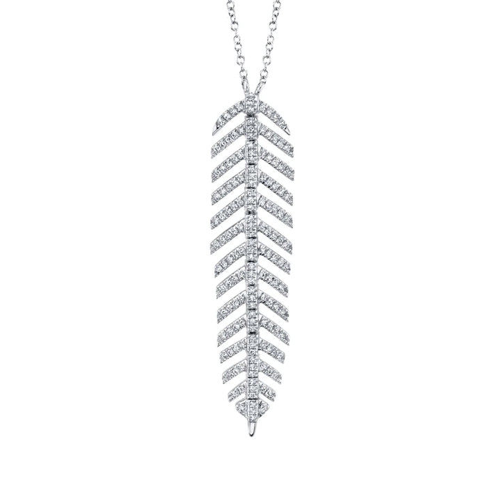 Genuine Diamond outlet Sterling Silver Feather Pendant