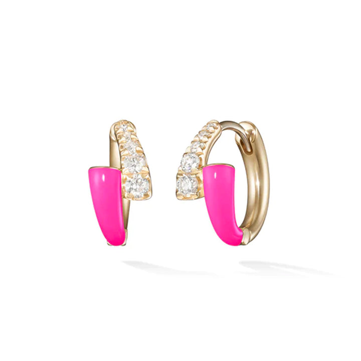 Pink enamel logo hoop earrings