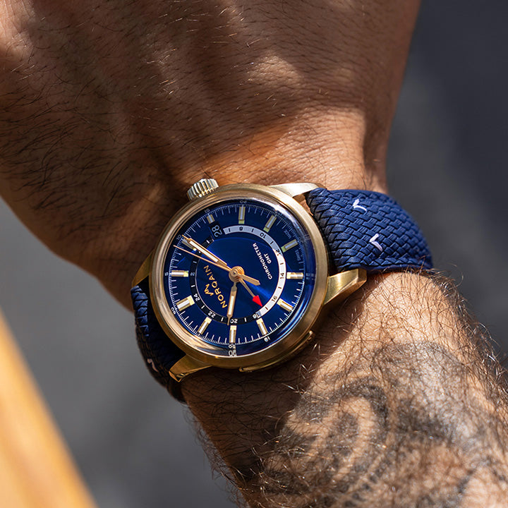 Norqain Freedom 60 GMT Bronze Midnight Blue Dial Limited Edition on Blue  Strap - NNZ2100ZG/A215