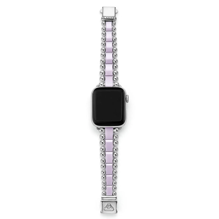 Lagos Smart Caviar Black Ceramic & Stainless Steel Apple Watch Watchband Black/Silver