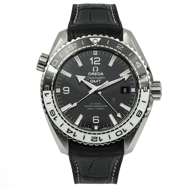 SOLD - 12/20/23 - Omega Planet Ocean GMT 43.5mm 21533442201001 Seamaster Black & White Bezel B&P