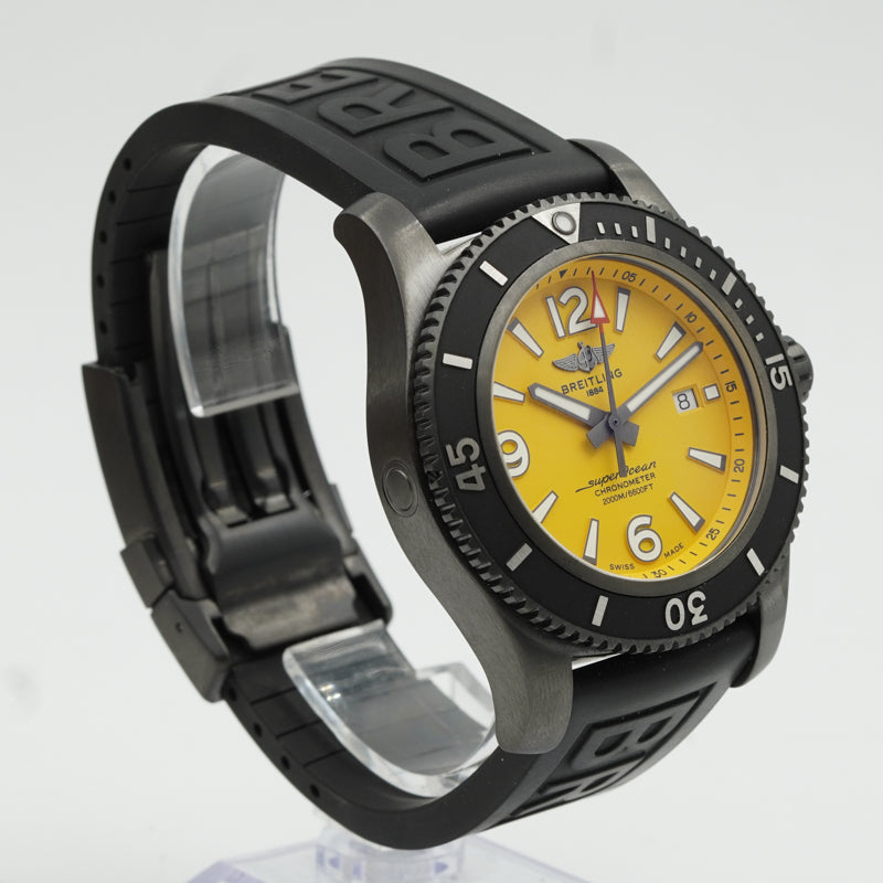 SOLD - 3/4/24 - Breitling Superocean 46mm Black Steel Yellow Dial  M17368D71I1S1 B&P 2022