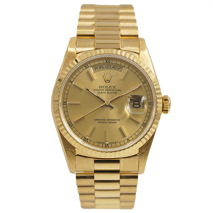 SOLD 3 7 24 Rolex President 18238 Day Date 18k Yellow Gold on