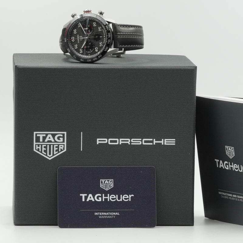 SOLD - 11/7/24 - Tag Heuer Carrera Chronograph x Porsche CBN2A1F.FC6492 44mm B&P 2021