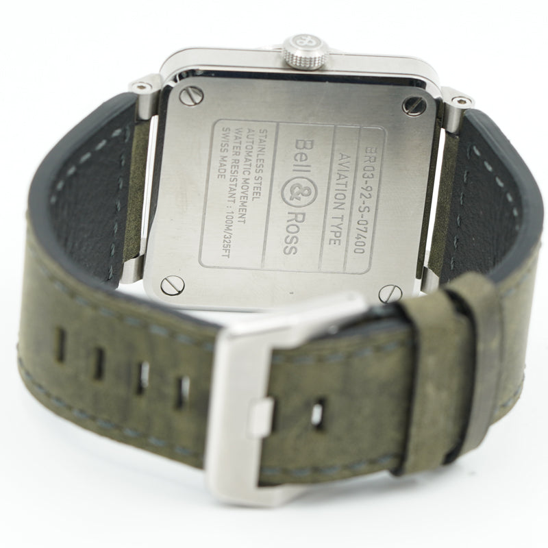 SOLD - 7/10/24 - Bell & Ross BR03-92 Grey Lum on Leather Strap B&P 2022