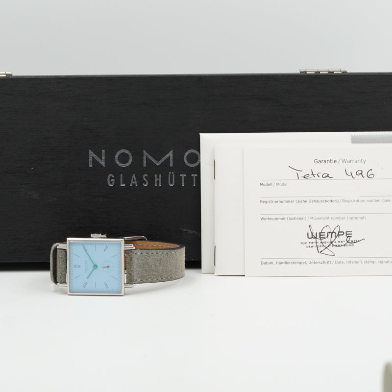 SOLD - 7/10/24 - Glashutte Nomos Tetra Azure 496 Mechanical B&P