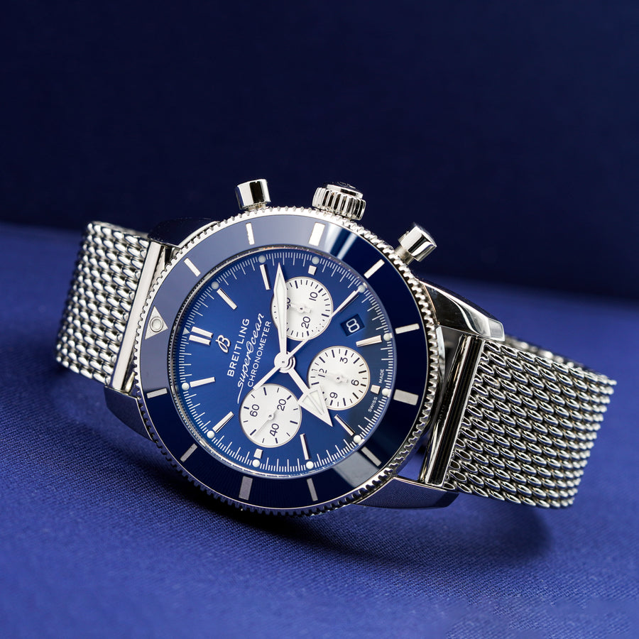 SOLD - 8/18/23 - Breitling Superocean Heritage B01 Chronograph 44mm AB0162161C1A1 Blue '22 B&P