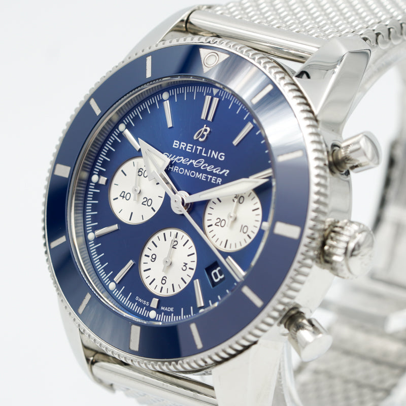 SOLD - 8/18/23 - Breitling Superocean Heritage B01 Chronograph 44mm AB0162161C1A1 Blue '22 B&P