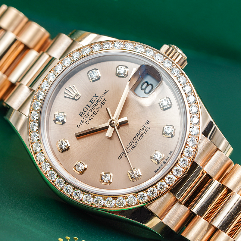 SOLD - 10/2/23 - Rolex Datejust 31 278285RBR Rose Diamond Dial 18k Everose Gold B&P '21