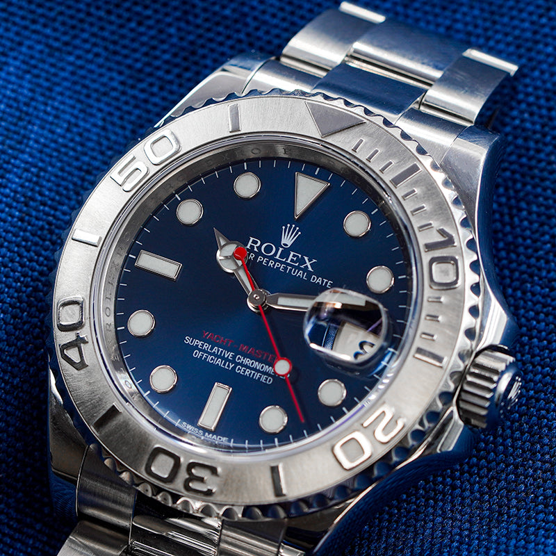 SOLD - Rolex Yachtmaster 116622 Blue 40mm Steel w Platinum Bezel '16