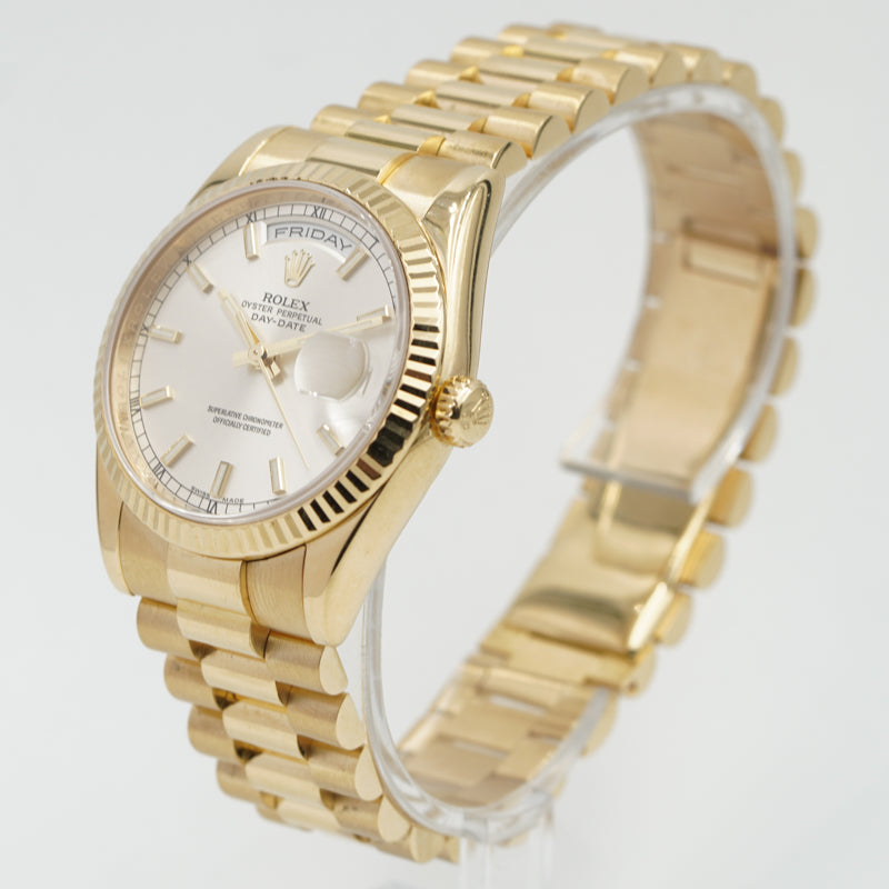 SOLD - Rolex President Day-Date 118238 18K Gold Silver Dial 2006