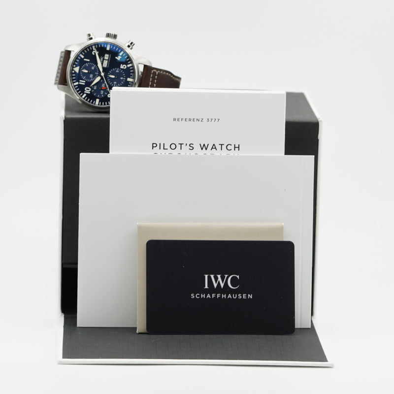 SOLD - IWC Pilot Chronograph IW377714 B&P Le Petit Prince Blue Dial 43mm