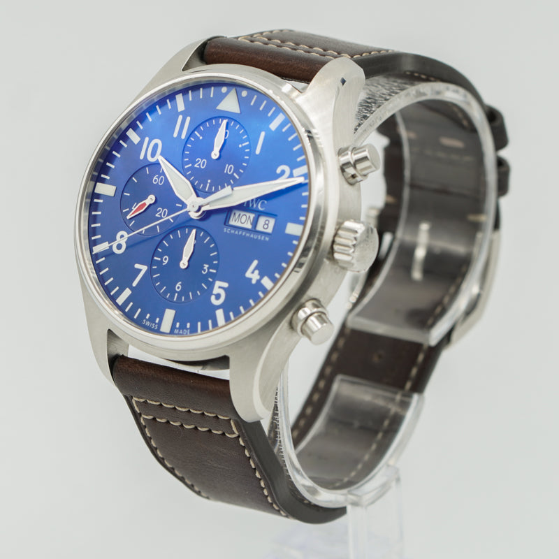 SOLD - IWC Pilot Chronograph IW377714 B&P Le Petit Prince Blue Dial 43mm