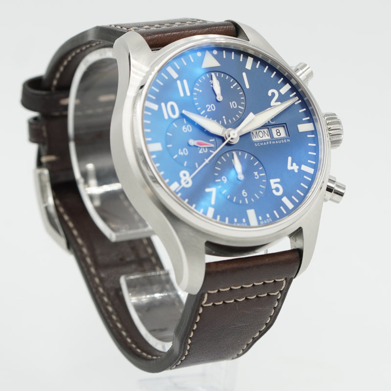 SOLD - IWC Pilot Chronograph IW377714 B&P Le Petit Prince Blue Dial 43mm