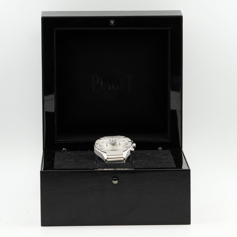 SOLD - 09/09/23 - Piaget Polo 18K White Gold Flyback GMT GOA32038 Box Only