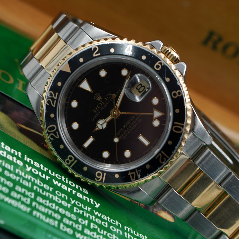 SOLD - 7/10/24 - Rolex GMT Master II 16713 Two-Tone Circa 1994 w. Box 40mm