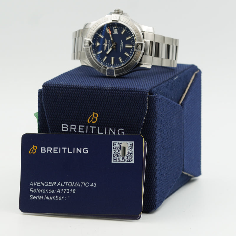 SOLD - 12/15/23 - Breitling Avenger 43mm Blue Dial A17318101CA1 B&P