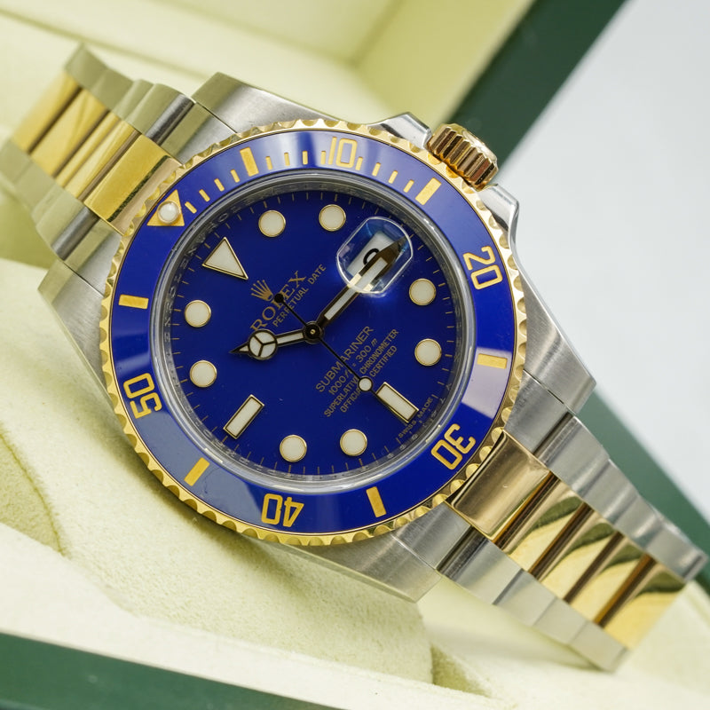 SOLD - 4/12/24 - Rolex Submariner 116613LB Two Tone 40mm Blue Dial Ceramic B&P 2010