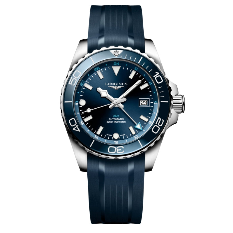 Longines Hydroconquest Blue Dial Rubber Strap GMT 41mm - L3.790.4.96.9 ...