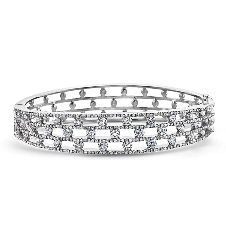 Charles Krypell 18K White Gold 3.38ctw Diamond Triple Row Bracelet- 5-9400-WD