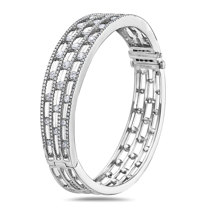 Charles Krypell 18K White Gold 3.38ctw Diamond Triple Row Bracelet- 5-9400-WD