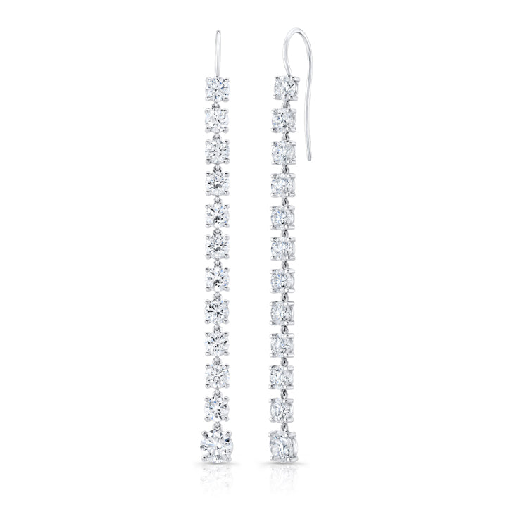 Rahaminov 18k White Gold 8.35ctw Round Diamond Line Earrings - EAR-5633