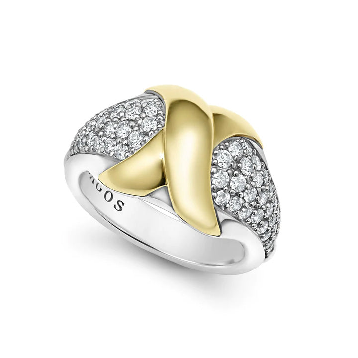 Lagos Embrace 18K Gold X Diamond Ring - 02-80772-DD7