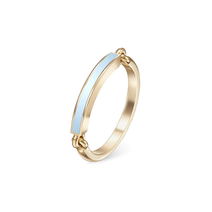 Melissa Kaye 18K Yellow Gold Lenox Pastel Blue Pinky Ring