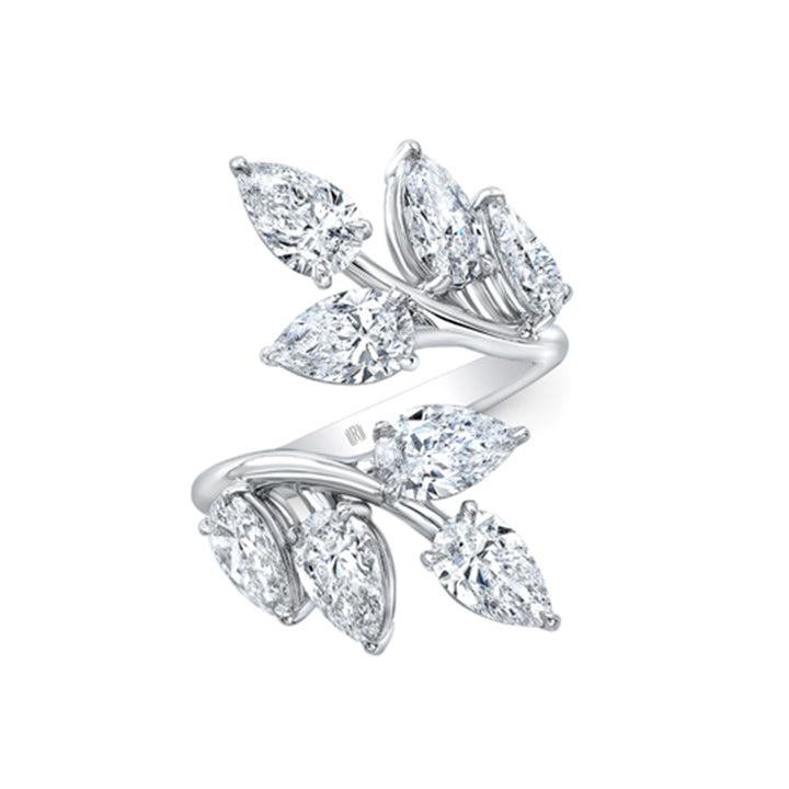 Rahaminov 18K White Gold Pear Diamond Branch Ring - RING-1861