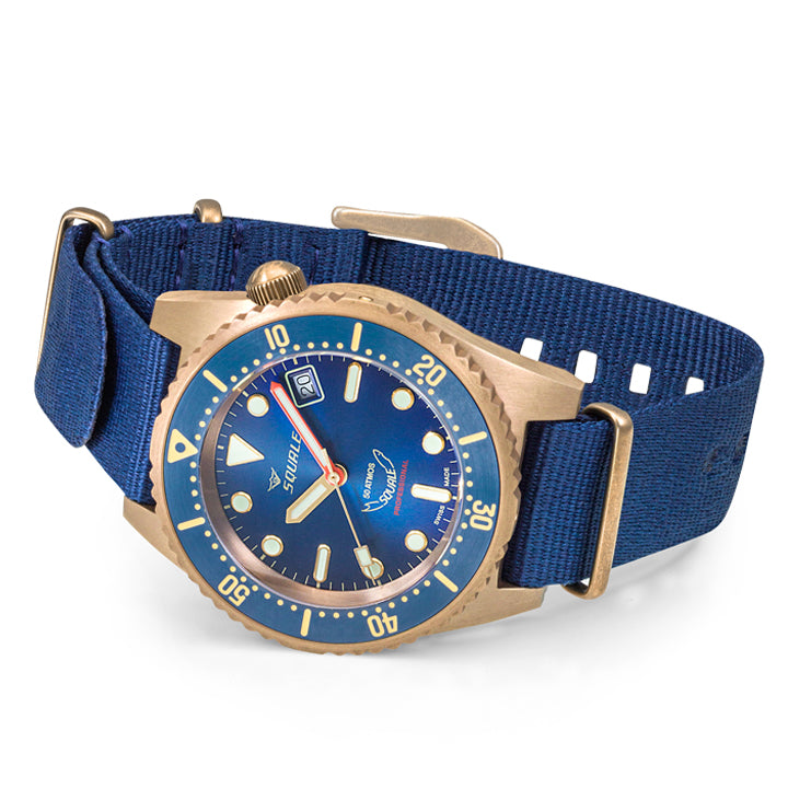 Squale 1521 Bronze on Blue Fabric Strap - 1521BRONBL