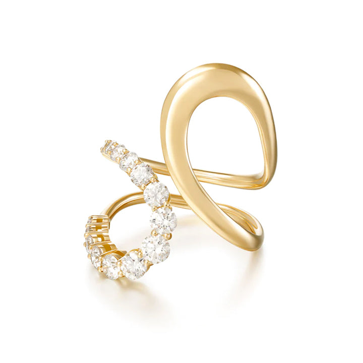 Melissa Kaye 18K Gold Aria Jane Partial Diamond Ring