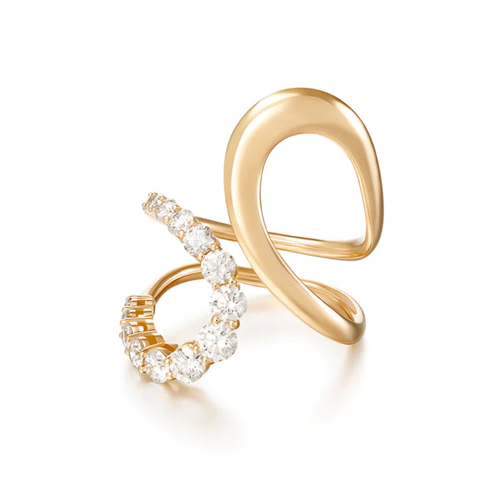 Melissa Kaye 18K Gold Aria Jane Partial Diamond Ring