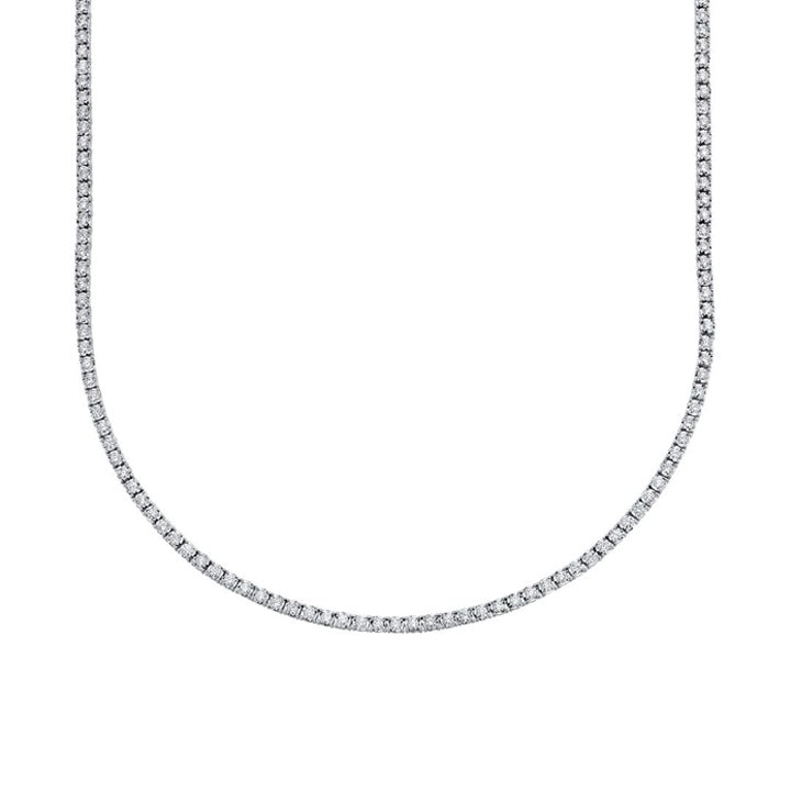 14K White Gold 4.77ctw Diamond Tennis Necklace - 160-00273