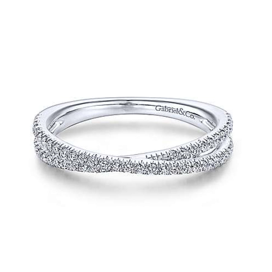 Gabriel & Co. 14K White Gold Criss Cross Diamond Stackable Ring
