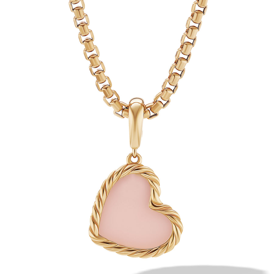 David Yurman DY Elements Heart Amulet in 18k Yellow Gold with Pink Opal- D17355 88BKO