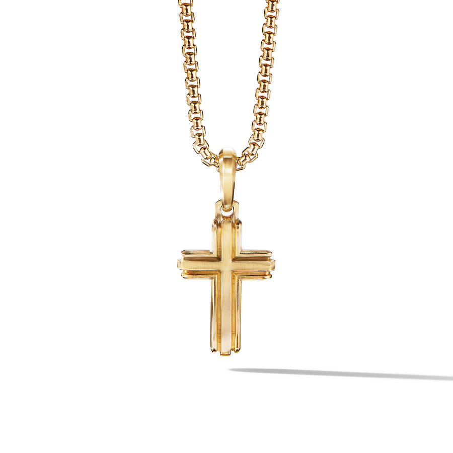 David Yurman Deco Cross Pendant in 18k Yellow Gold- D25386M88