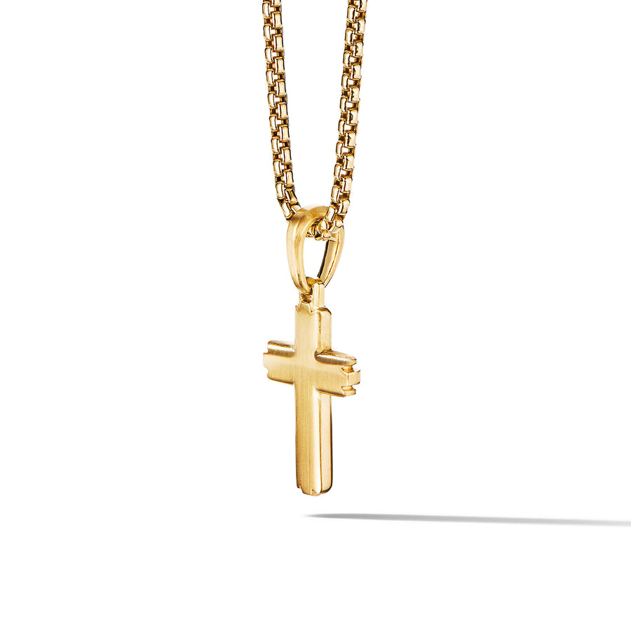 David Yurman Deco Cross Pendant in 18k Yellow Gold- D25386M88