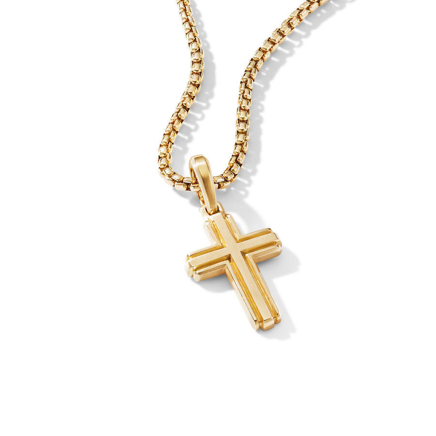 David Yurman Deco Cross Pendant in 18k Yellow Gold- D25386M88