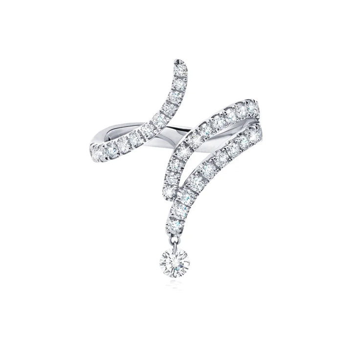 Graziela 18K White Gold Floating Diamond Curve Ring