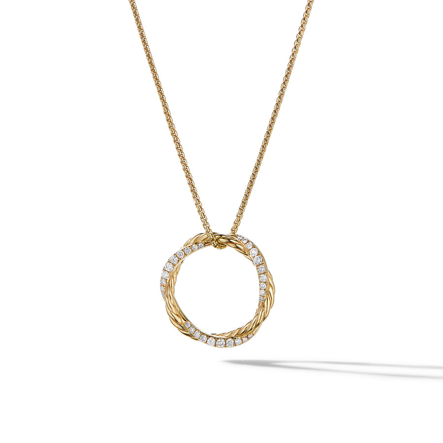 David Yurman Petite Infinity Pendant Necklace in 18K Yellow Gold with Pavé Diamonds - N16516D88ADI