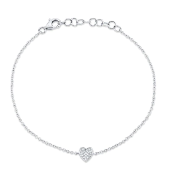 14k White Gold 0.04ctw Diamond Pave Heart Bracelet- SC55002976