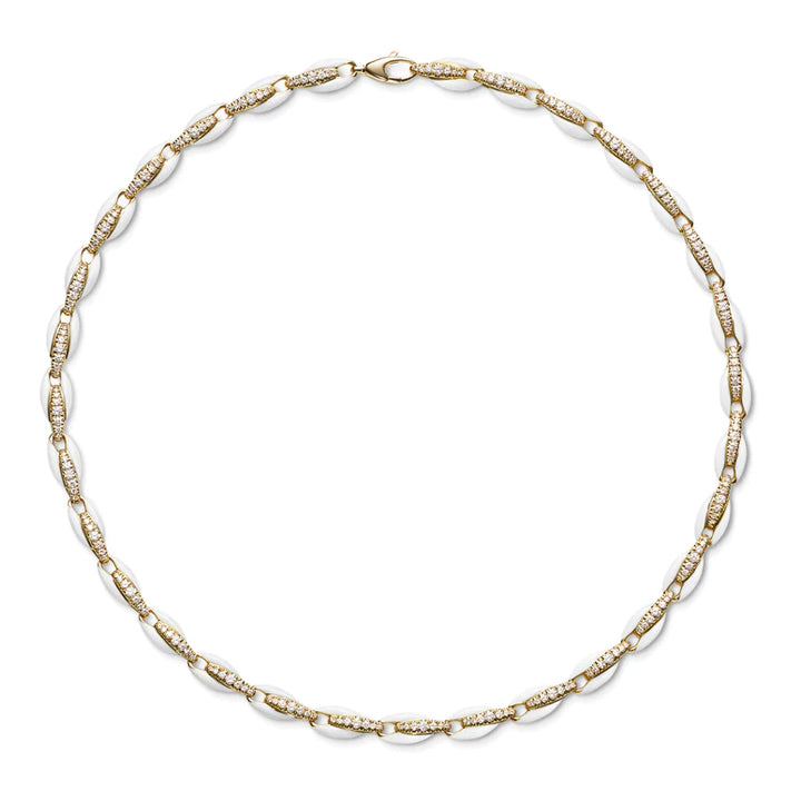 Melissa Kaye 18K Gold Ada White Enamel Necklace